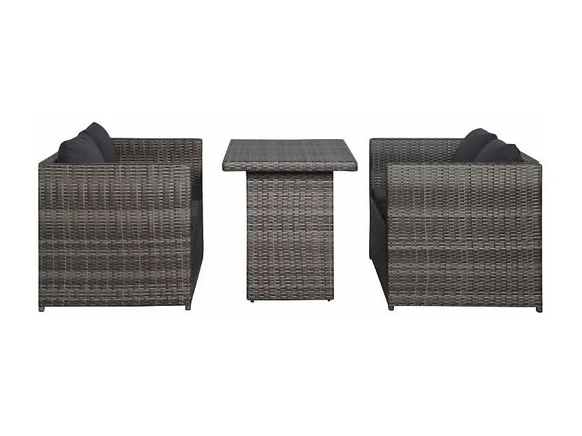 Salon de jardin 3 pièces résine tressée gris Magl 3