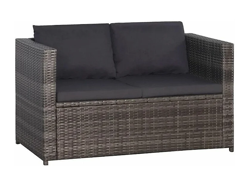 Salon de jardin 3 pièces résine tressée gris Magl 3