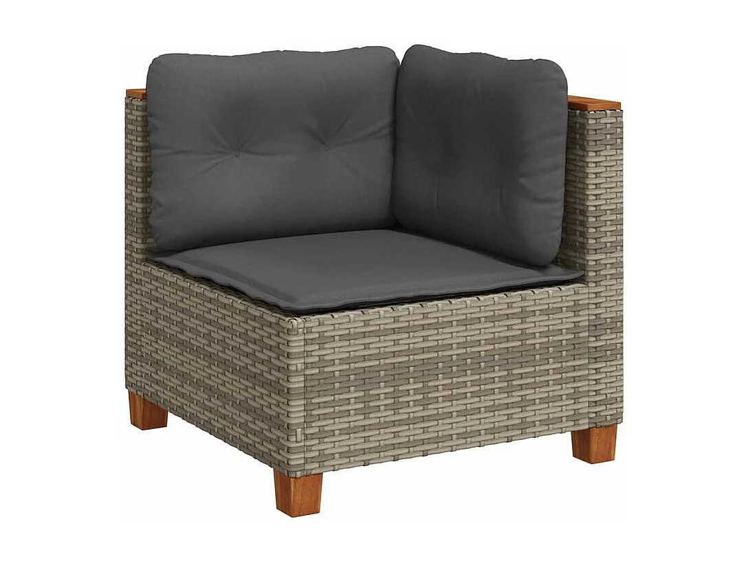 Salon de jardin 5 pcs avec coussins gris résine tressée