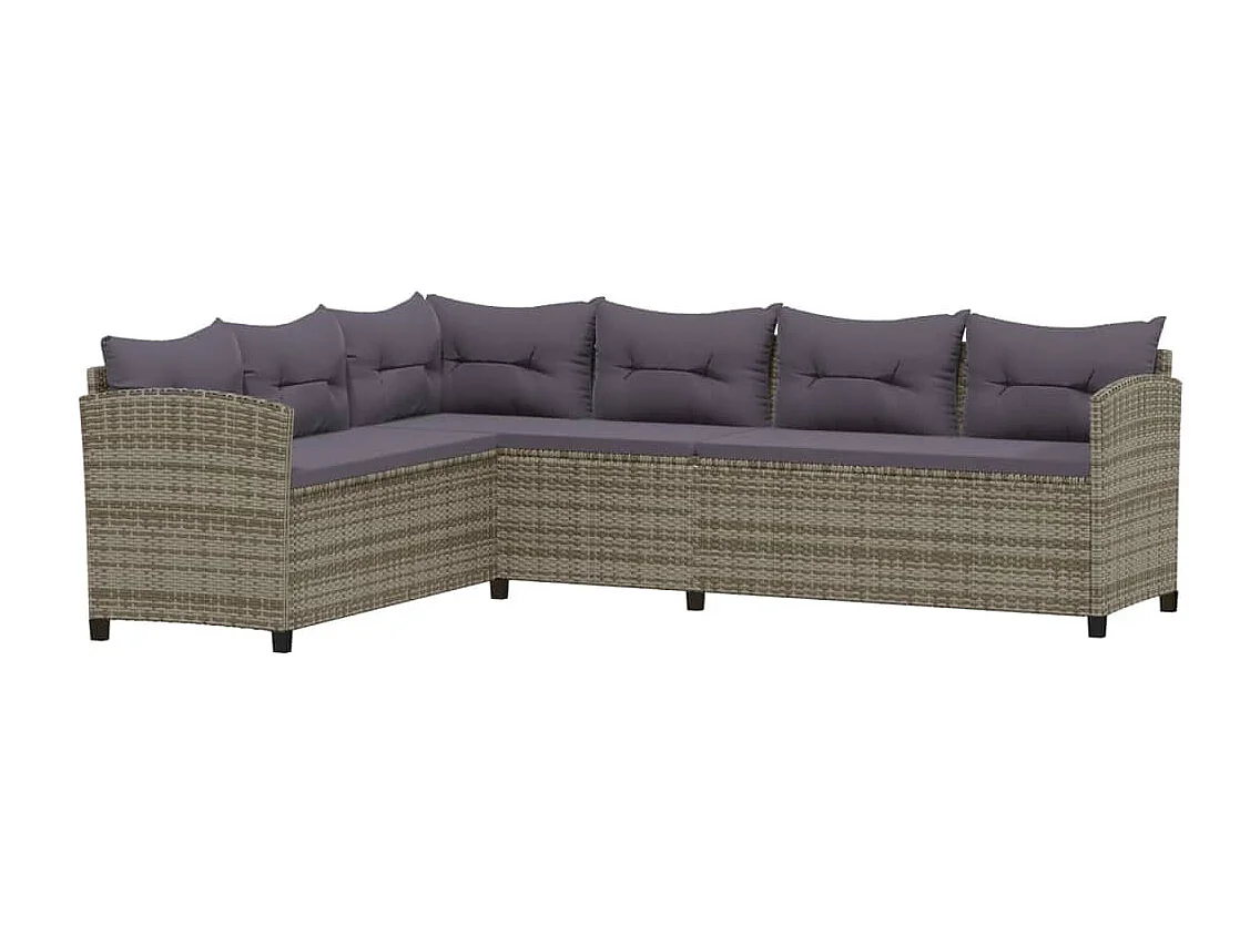 Salon de jardin 7 pcs avec coussins Résine tressée Gris 18