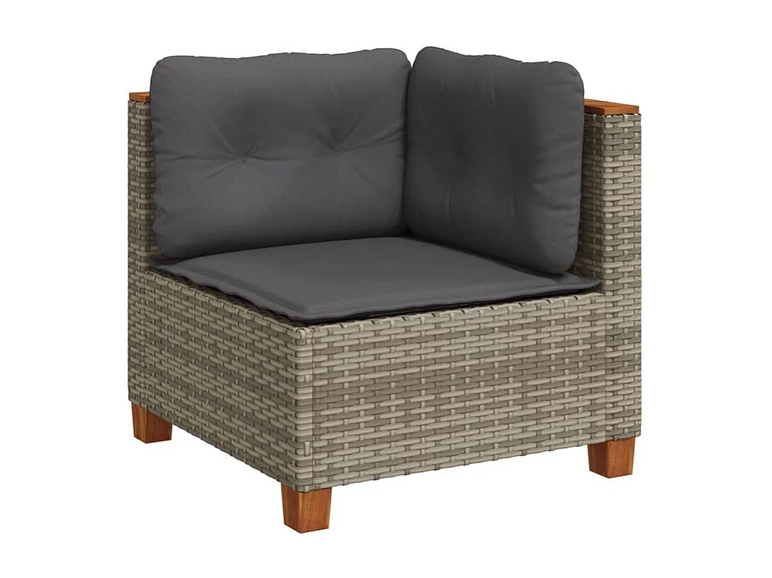 Salon de jardin 5 pcs avec coussins gris résine tressée