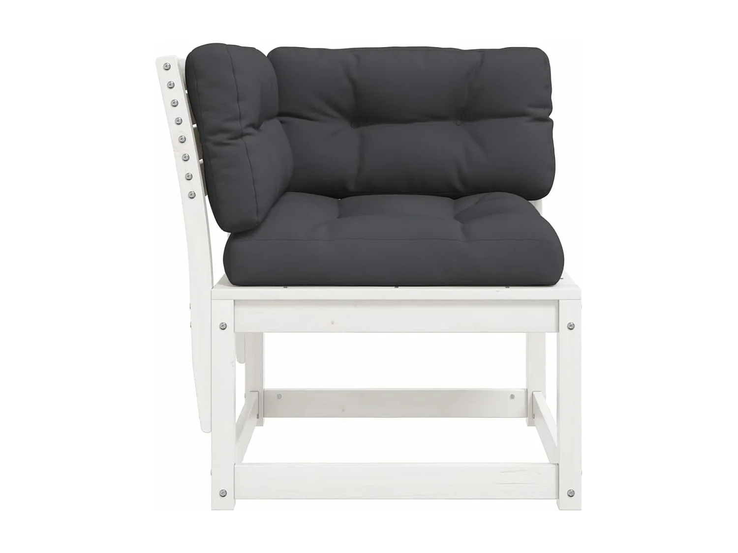 vidaXL Sofá esquinero jardín y cojines madera pino blanco 73x73x78 cm