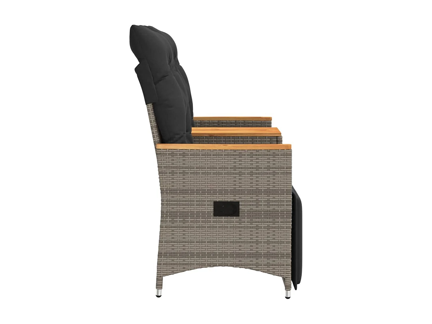 Canapé de jardin inclinable 2 places avec table gris poly rotin