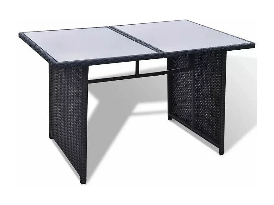 Salon de jardin 9 pièces résine tressée noir et coussins blanc Kim