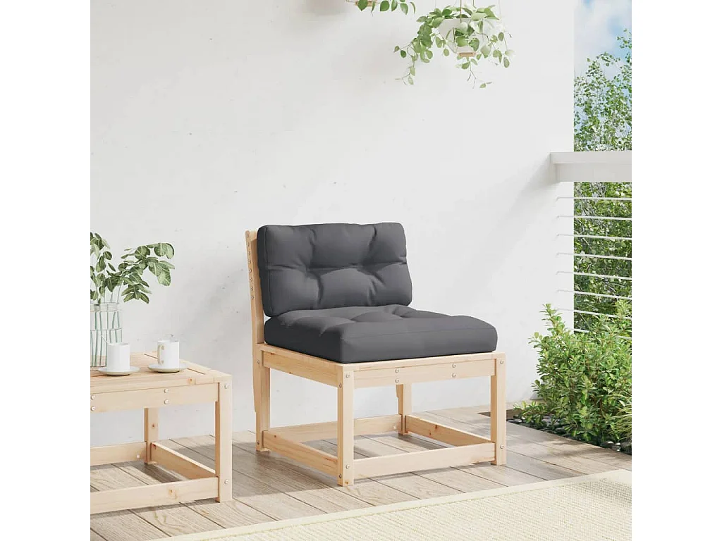 Canapé de jardin avec coussins bois de pin solide