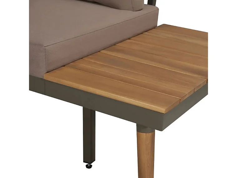 Salon de jardin 4 pièces acacia massif foncé et coussins marron Aqua