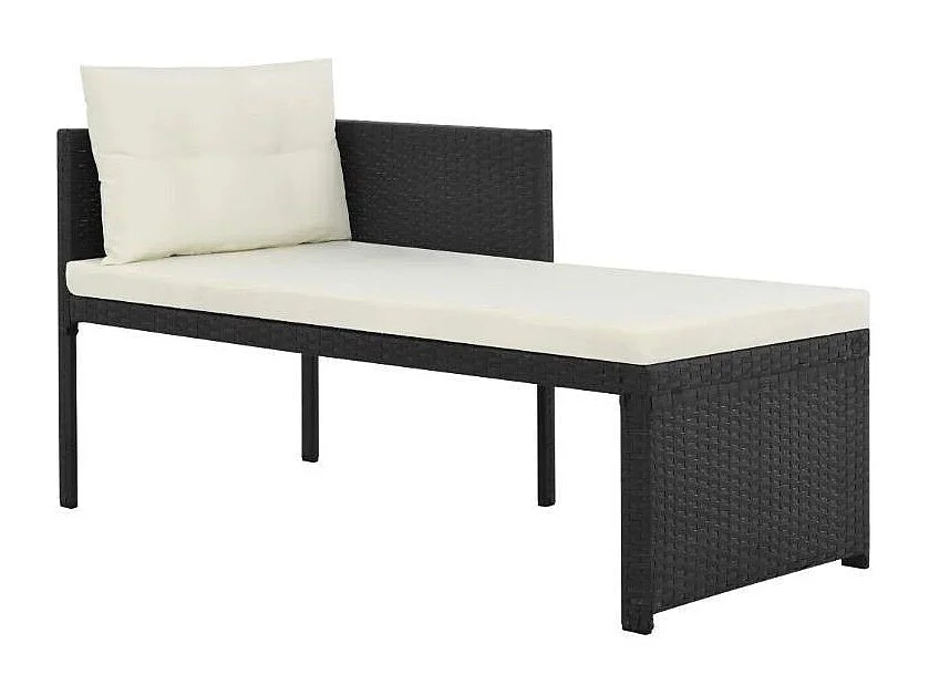 Salon de jardin 4 pièces résine tressée noir coussins blanc Kesaria