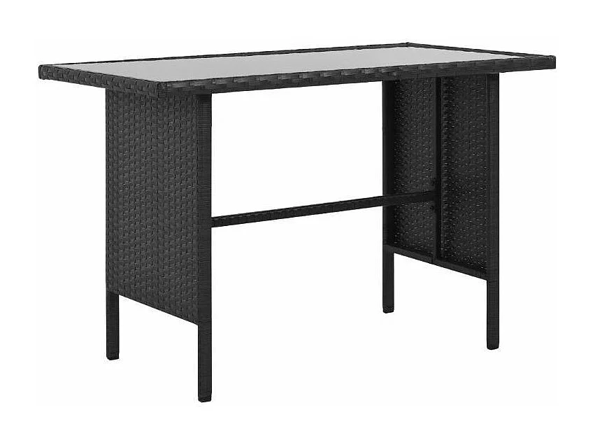 Salon de jardin 4 pièces résine tressée noir coussins blanc Kesaria