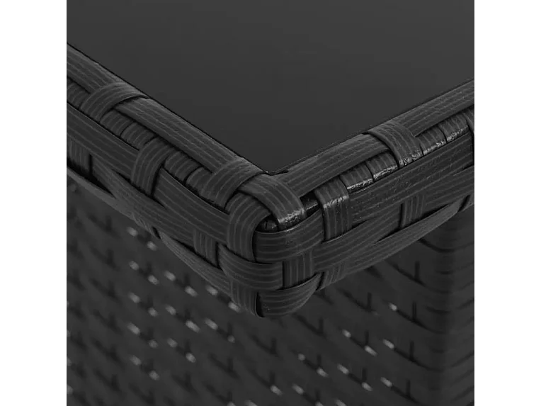 Salon de jardin 4 pièces résine tressée noir coussins blanc Kesaria