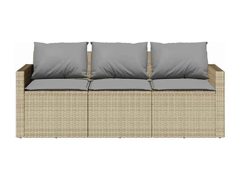 Ensemble à manger de jardin et coussins 2 pcs beige poly rotin