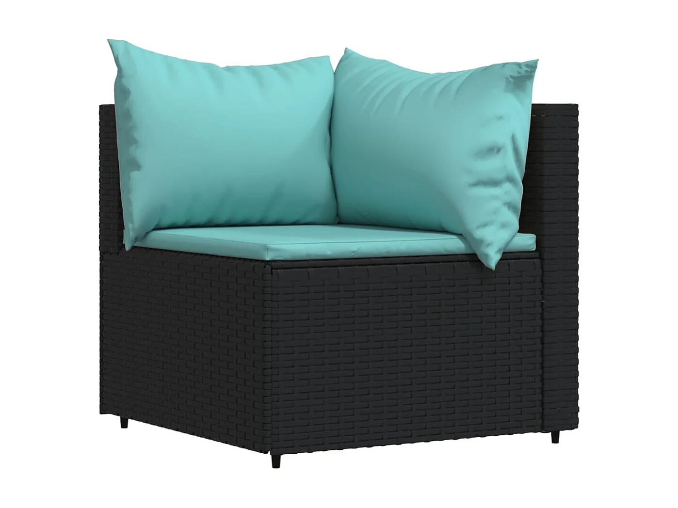 Salon de jardin 4 pcs avec coussins Noir Résine tressée