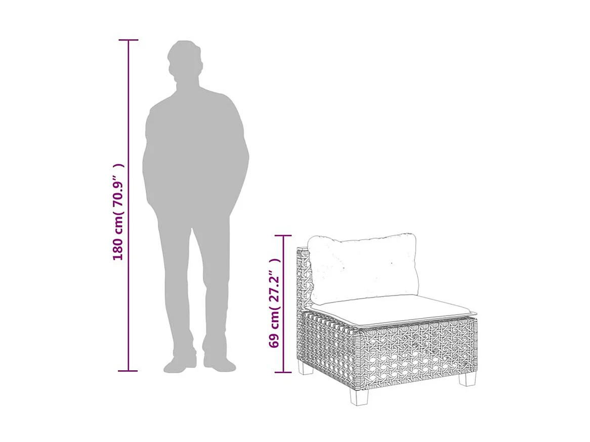 Salon de jardin 6 pcs avec coussins noir résine tressée