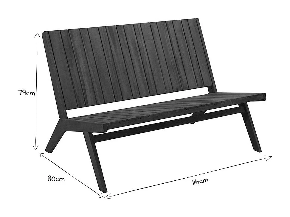 Gartenmöbel Bank 2-Sitzer und Couchtisch aus Massivholz TIDAK