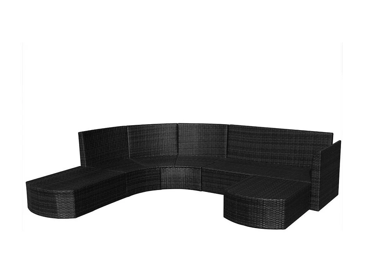 Salon de jardin 4 pièces résine tressée noir et coussins blanc Hiel