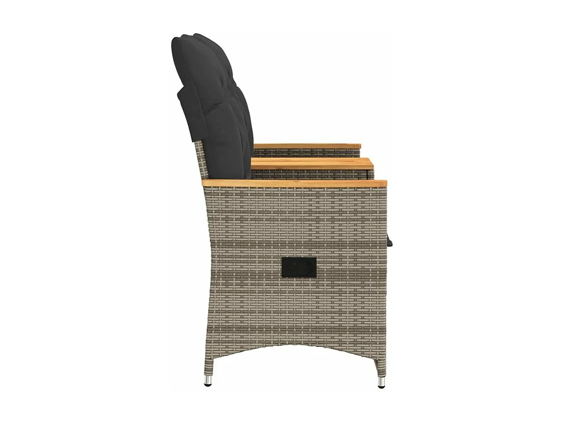 Canapé de jardin inclinable 2 places avec table gris poly rotin