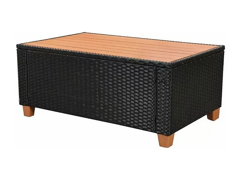 Salon de jardin 4 pièces résine tressée noir et coussins blanc Kimberly 2