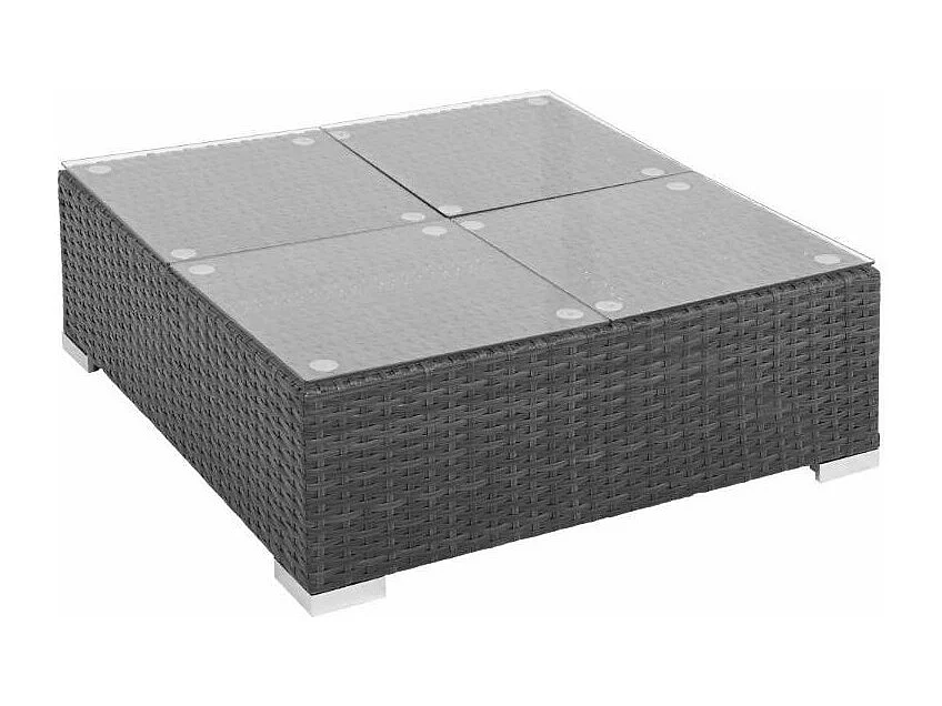 Salon de jardin 7 pièces résine tressée noir et coussins blanc Blanca