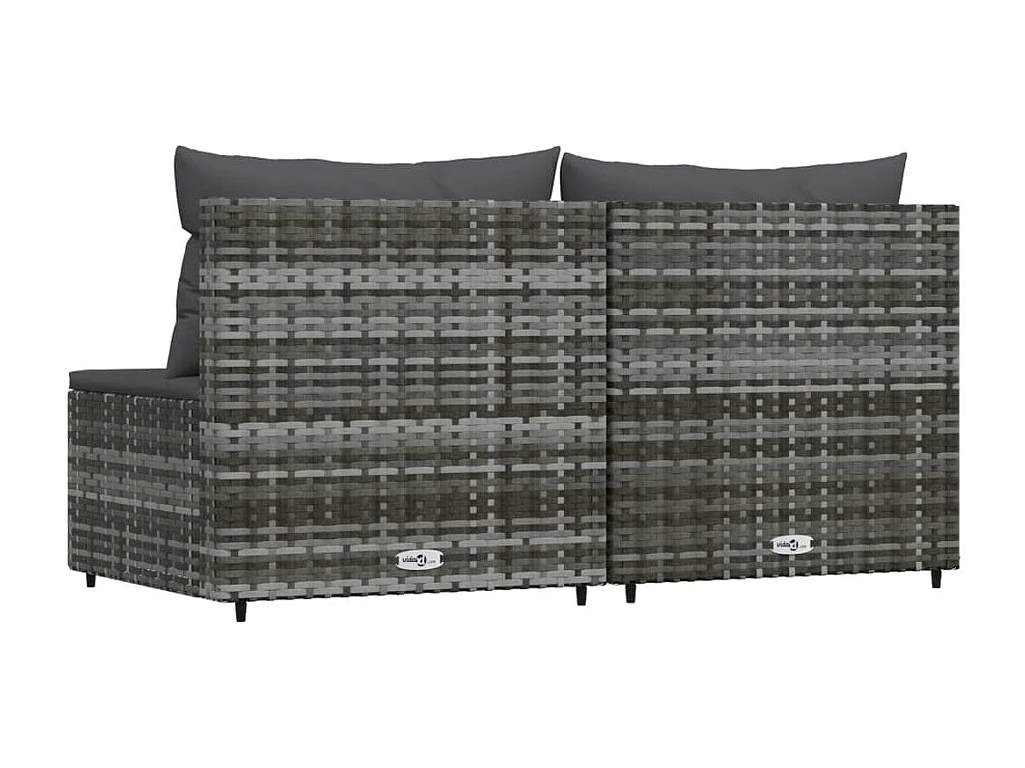 Canapés centraux de jardin et coussins 2pcs Gris Résine tressée