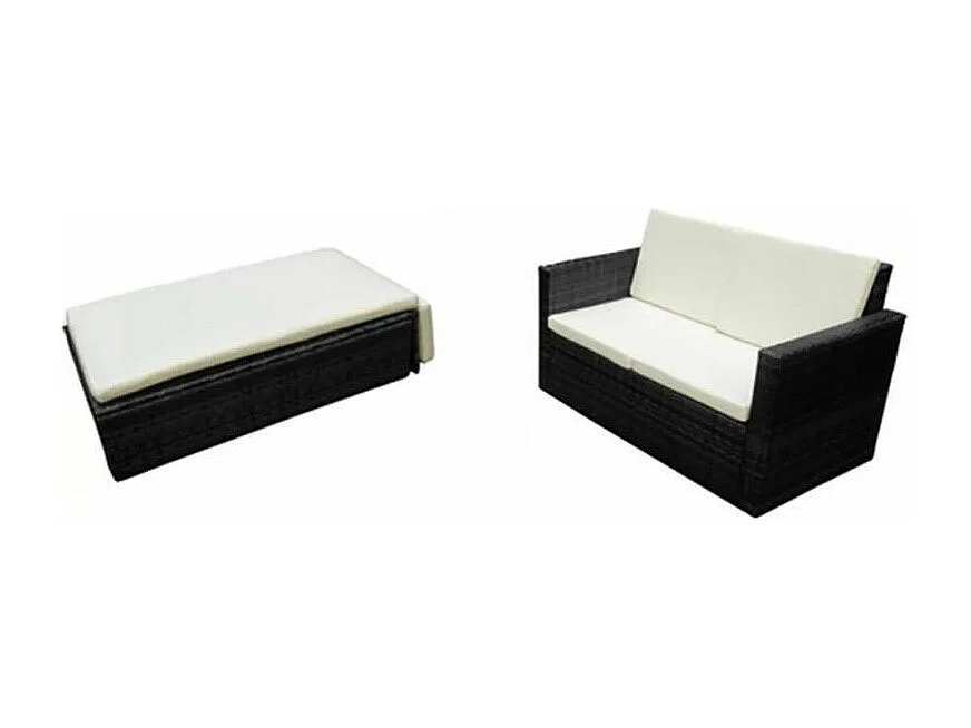 Salon de jardin 1 canapé résine tressée noir Xtep