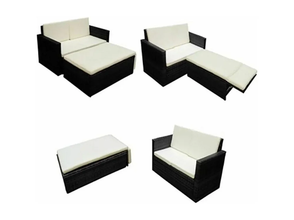 Salon de jardin 1 canapé résine tressée noir Xtep