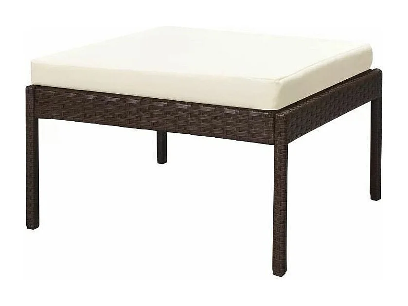 Salon de jardin modulaire 1 canapé résine marron coussins blanc Kesaria