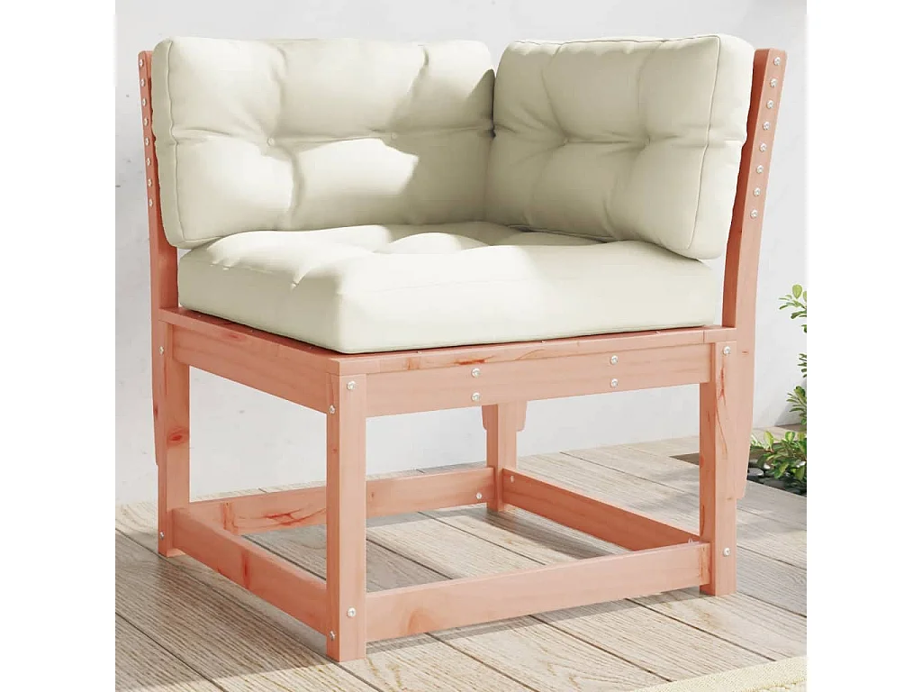 Canapé d'angle de jardin avec coussins bois massif douglas