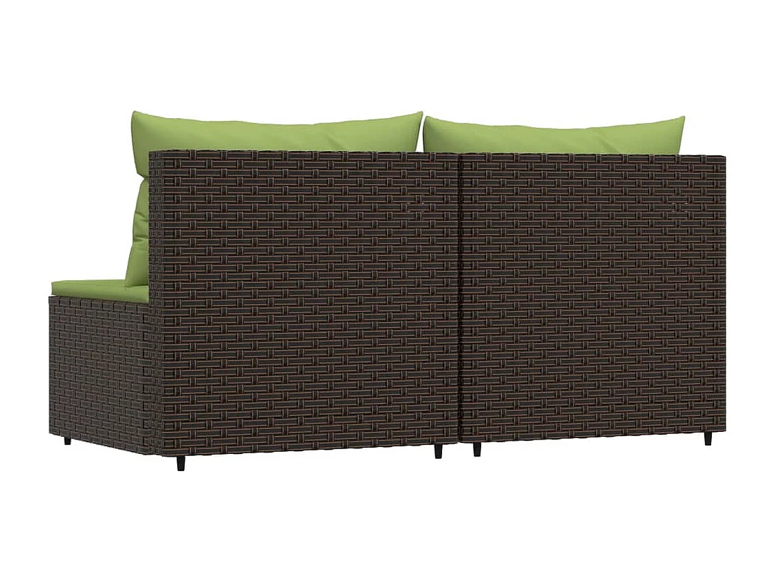 Canapés centraux de jardin coussins 2pcs marron résine tressée