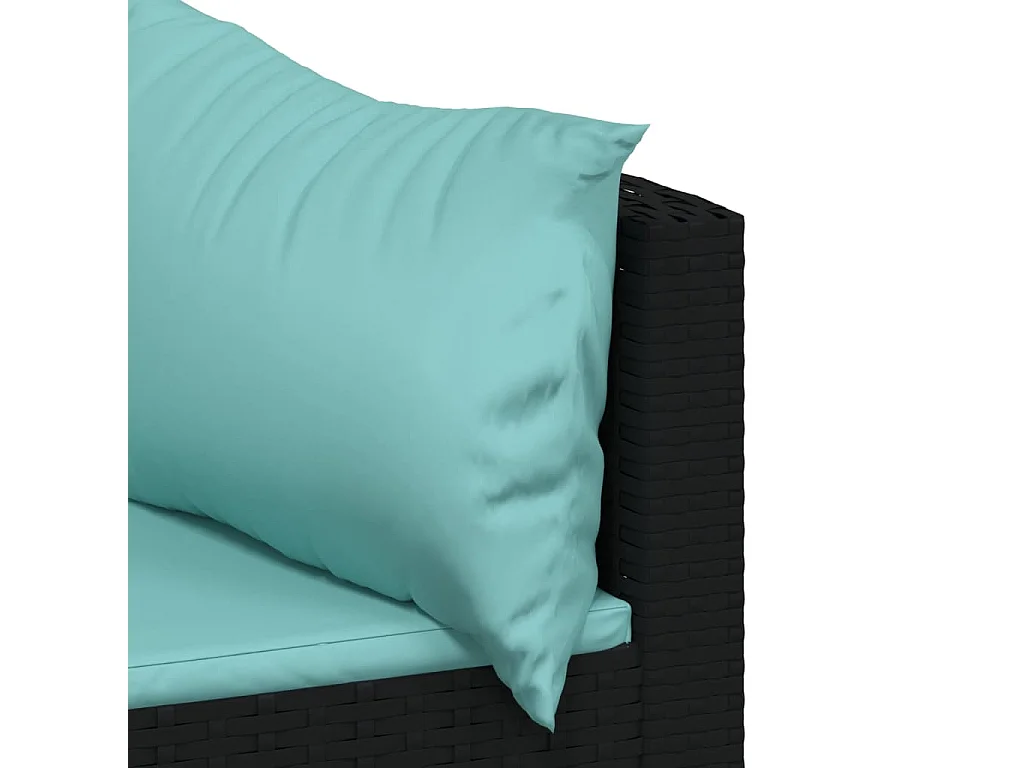 Salon de jardin 4 pcs avec coussins Noir Résine tressée