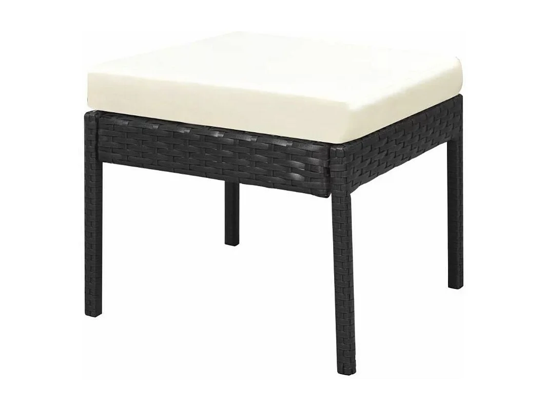 Salon de jardin modulaire 1 canapé résine noir coussins blanc Kesaria