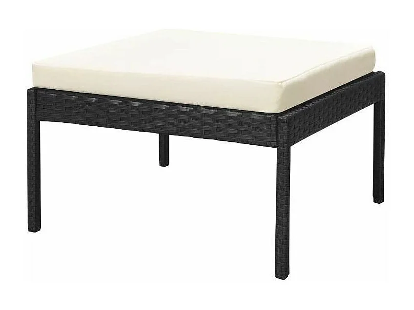 Salon de jardin modulaire 1 canapé résine noir coussins blanc Kesaria