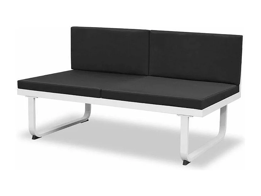 Salon de jardin modulaire 3 canapés métal blanc coussins noir Groove