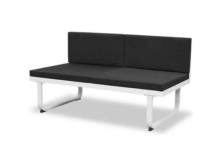Salon de jardin modulaire 3 canapés métal blanc coussins noir Groove