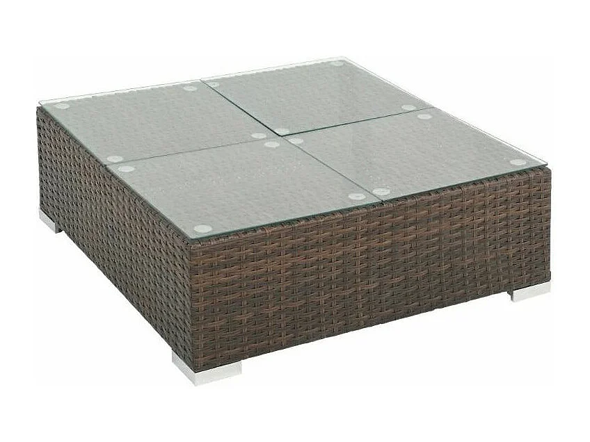 Salon de jardin 8 pièces résine tressée marron et coussins blanc Blanca