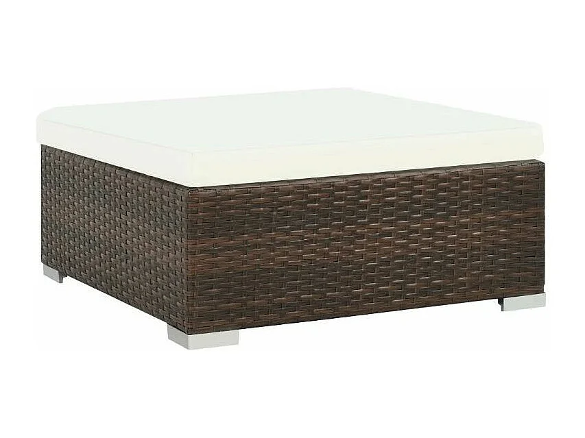 Salon de jardin 8 pièces résine tressée marron et coussins blanc Blanca