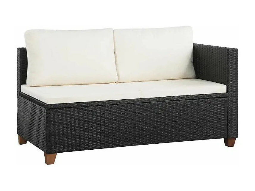 Salon de jardin 4 pièces acacia clair et résine tressée noir Cassia