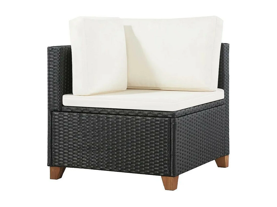 Salon de jardin 4 pièces acacia clair et résine tressée noir Cassia