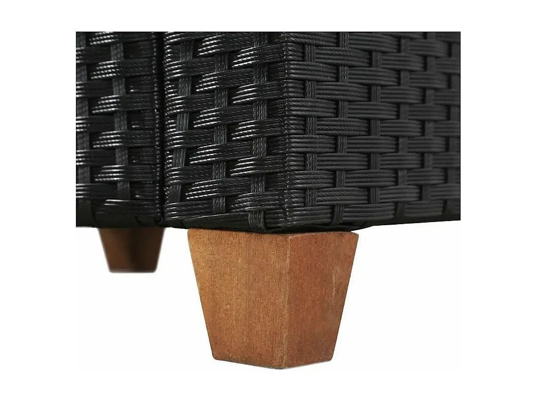 Salon de jardin 4 pièces acacia clair et résine tressée noir Cassia