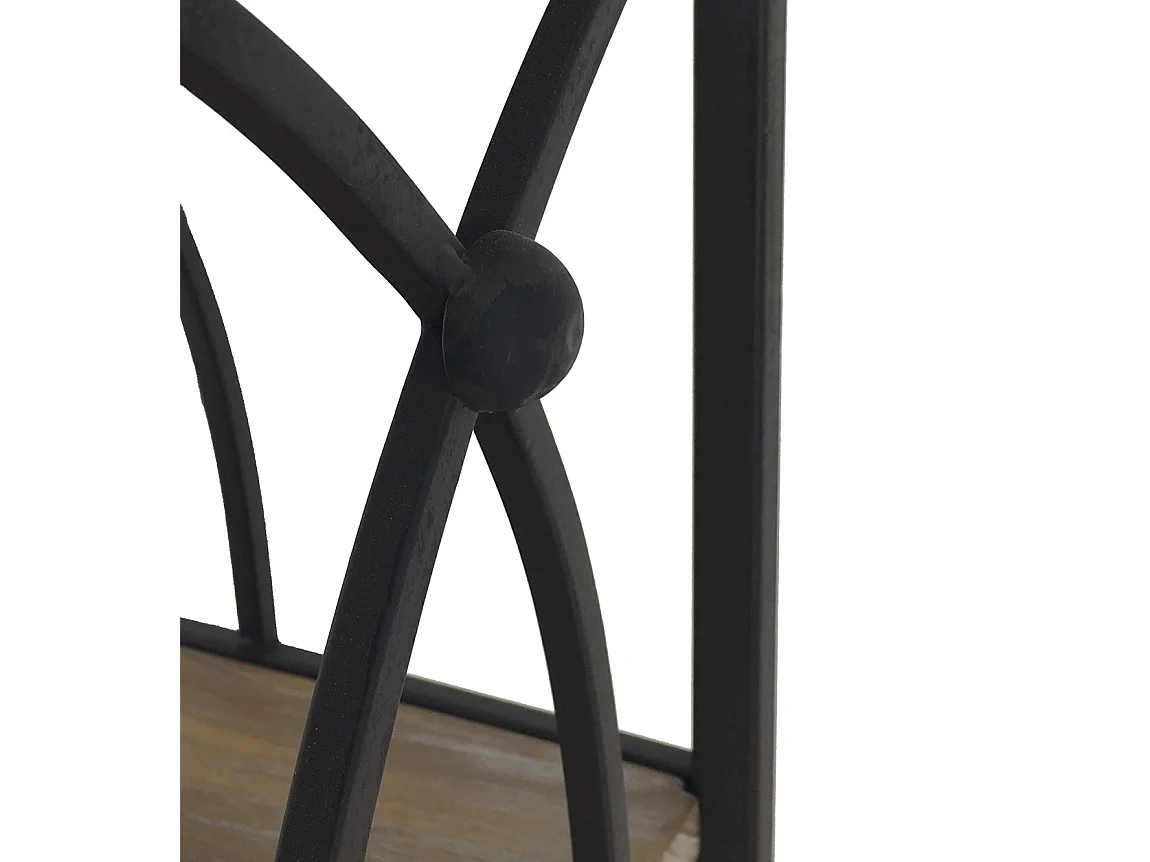 Etagère Bibliothèque avec 4 tablettes fer forgé noir et bois massif naturel Kalioka 42cm