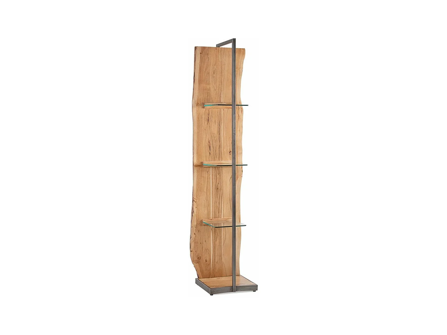 Bibliothèque en bois de manguier naturel et verre trempé Kleine 47cm