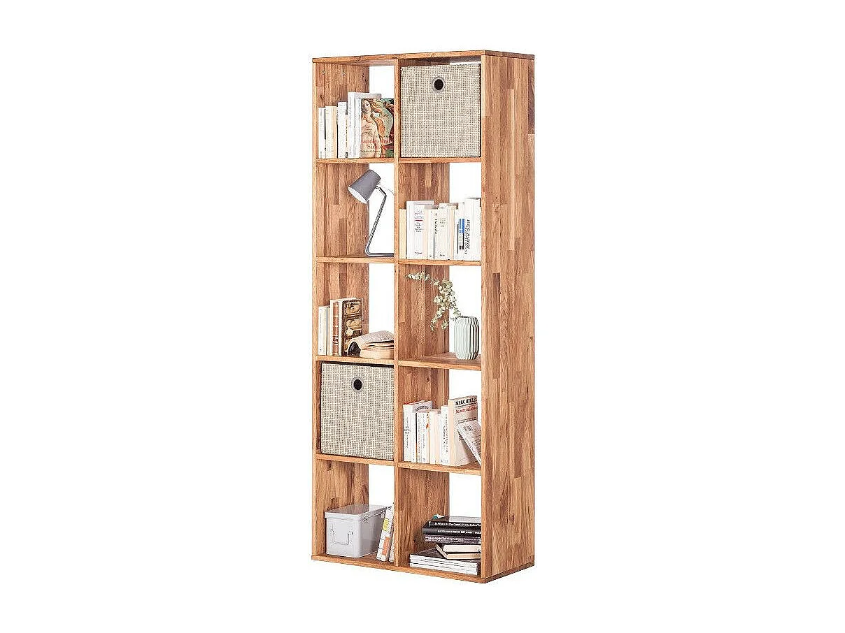 Bibliothéque en bois de chêne massif 10 compartiments Moby 187cm