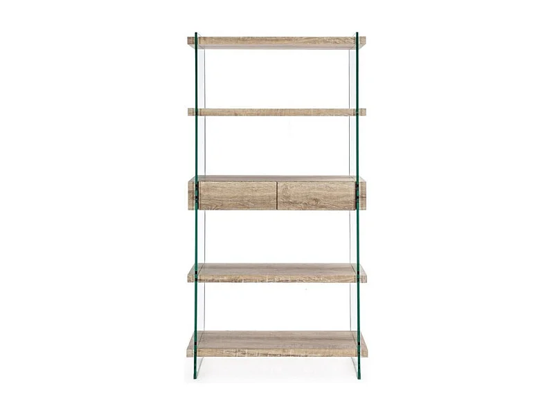 Bibliothèque bois naturel et verre trempé Anya 90cm