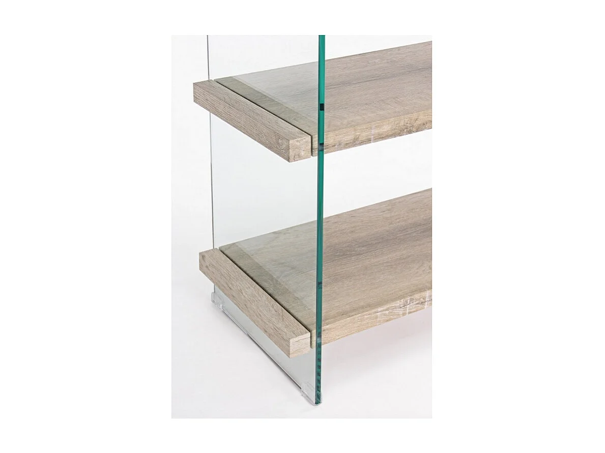 Bibliothèque bois naturel et verre trempé Anya 90cm