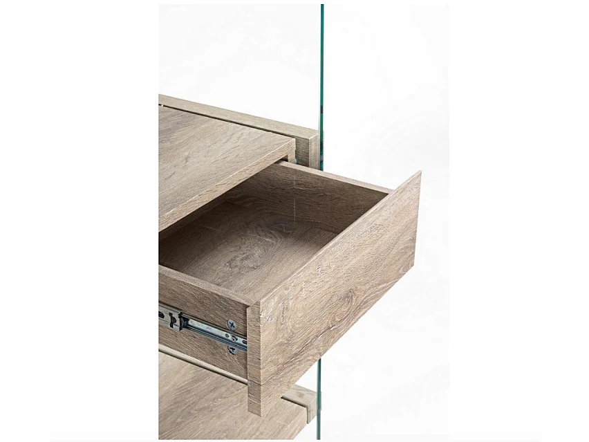 Bibliothèque bois naturel et verre trempé Anya 90cm