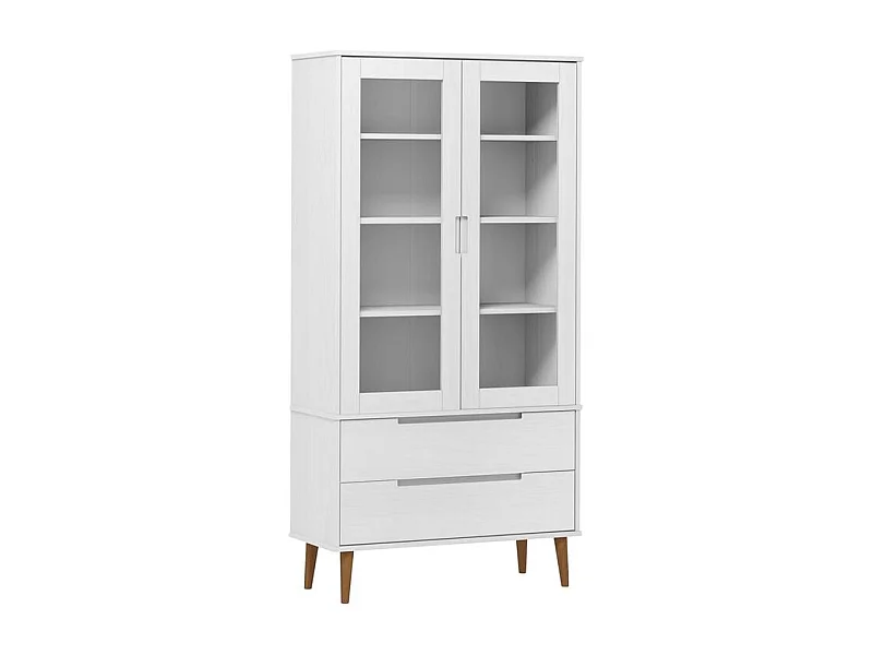 Armoire à vitrine MOLDE Blanc 90x35x175 Bois de pin massif