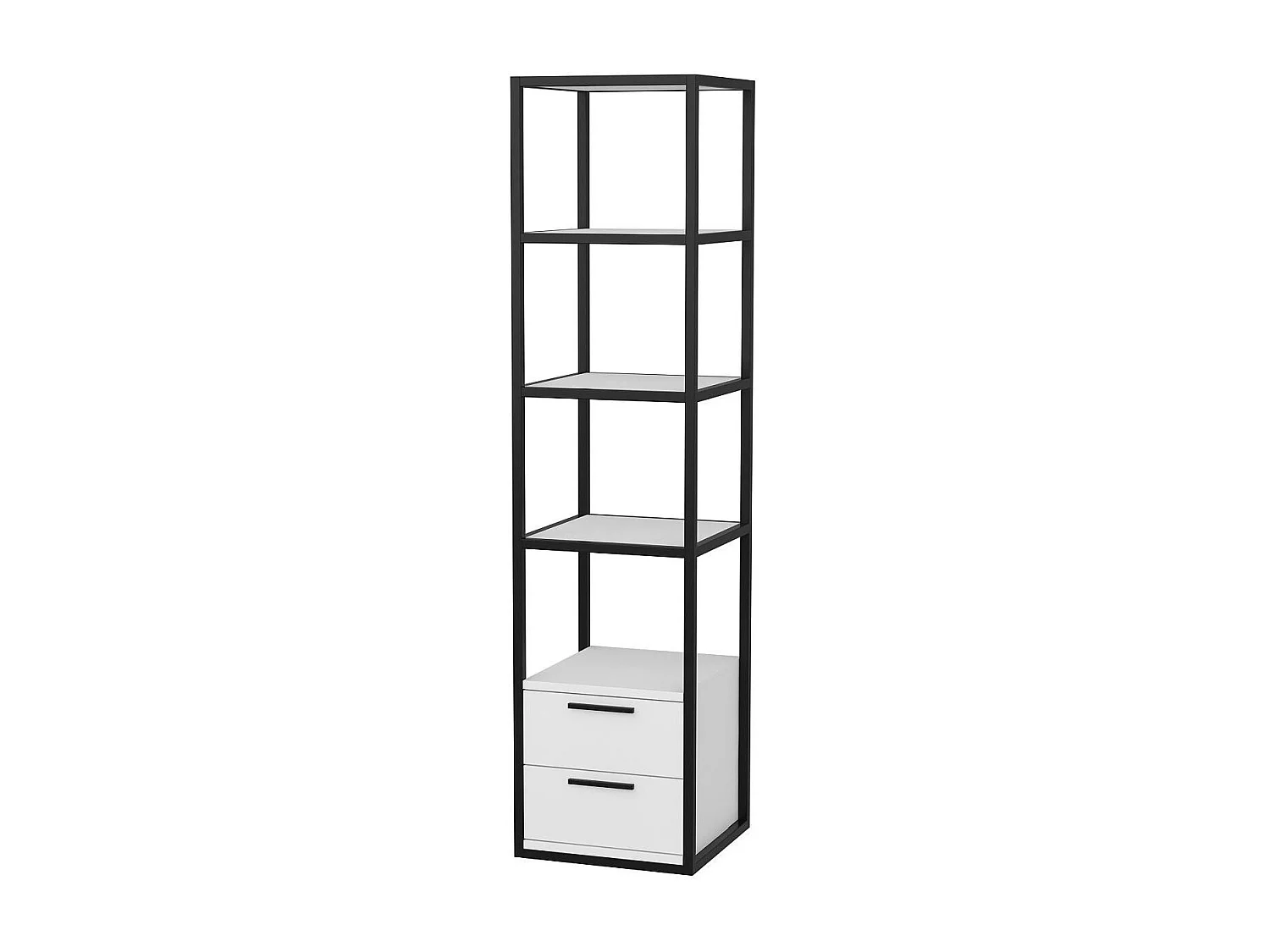 Étagère avec 2 tiroirs bois blanc et métal noir Roby 39cm