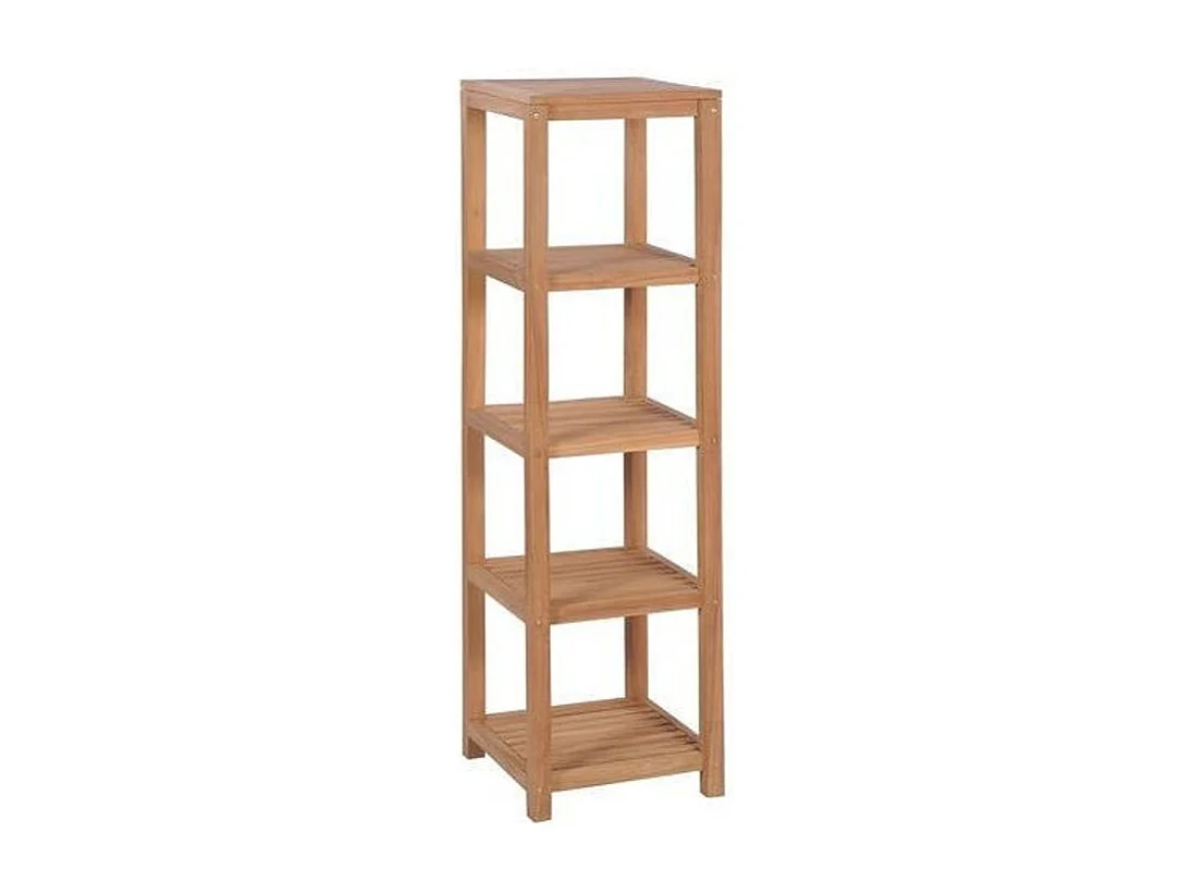 Bibliothèque 4 étagères teck massif clair Lenna