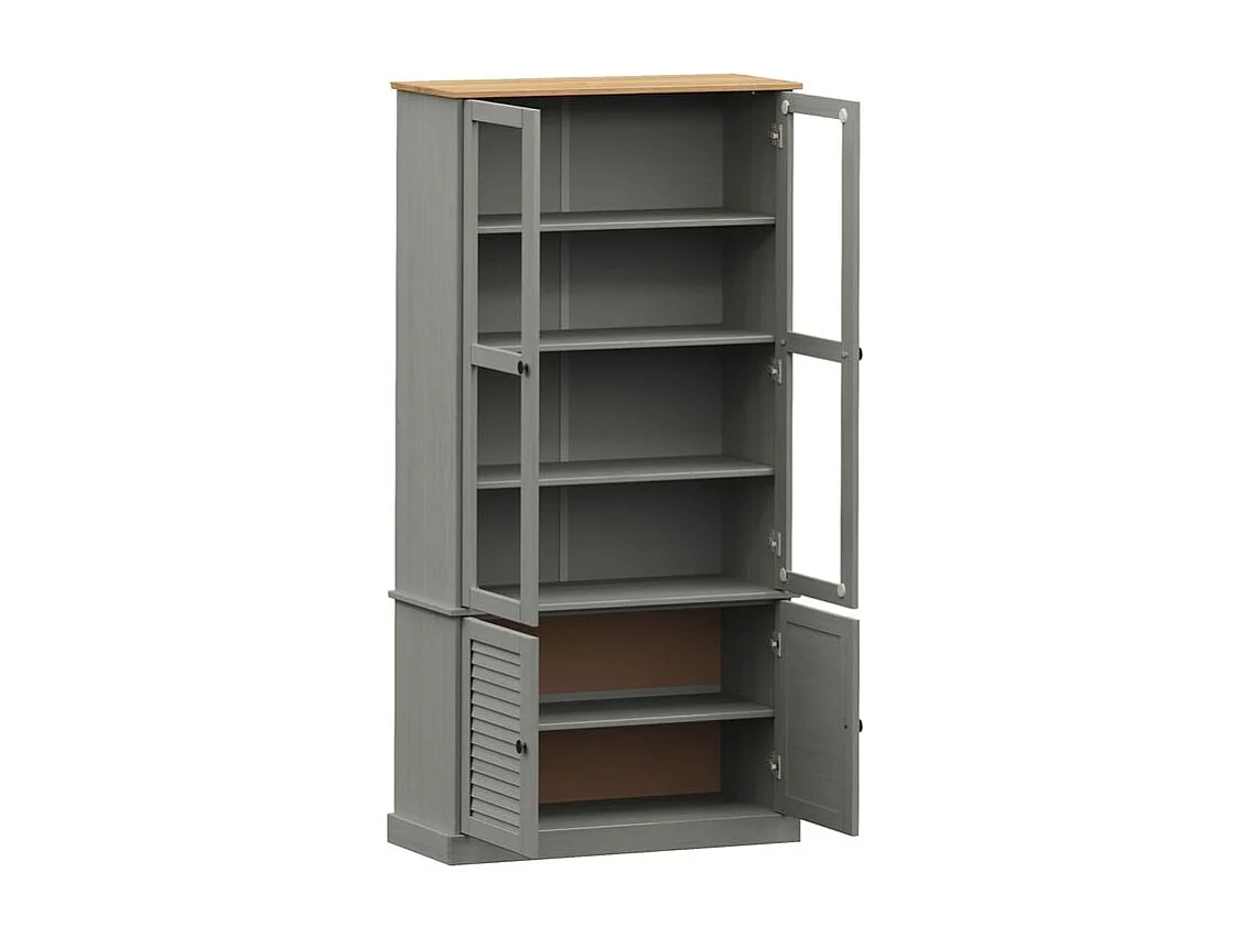 Vitrine en verre VIGO gris 85x35x170 bois massif de pin