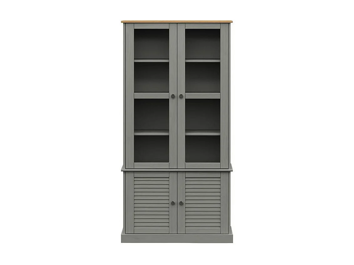 Vitrine en verre VIGO gris 85x35x170 bois massif de pin