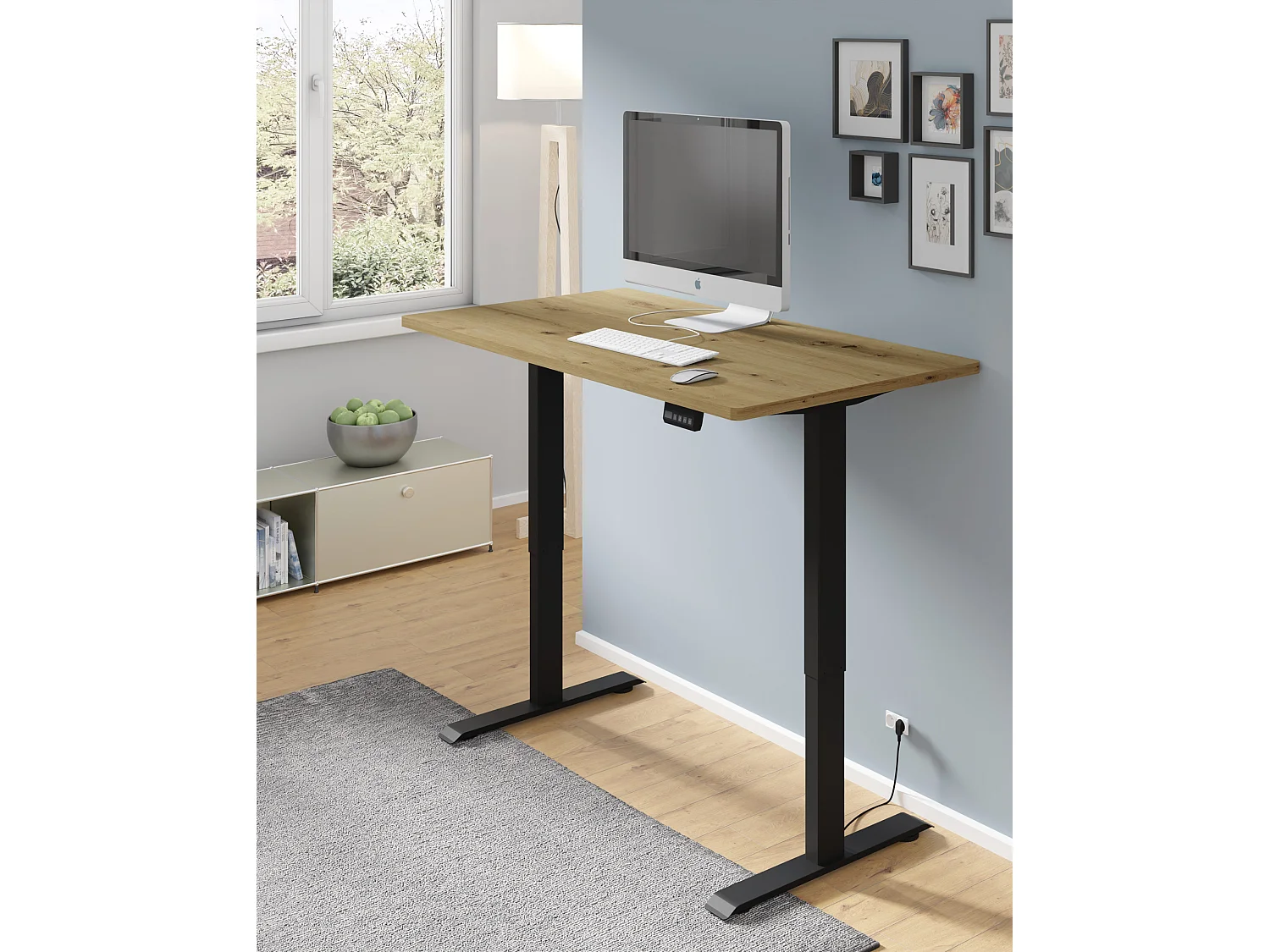 Elektrisch verstelbaar bureau 140x70 zwart/artisan eik