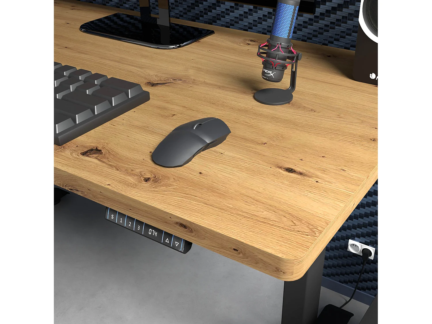 Elektrisch verstelbaar bureau 140x70 zwart/artisan eik